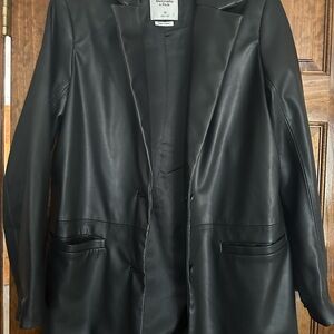Abercrombie & Fitch Black Vegan Leather Blazer